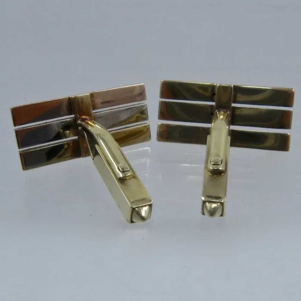 14K Tri-Color Textured Gold Cuff Links 13.2 Grams - image 5