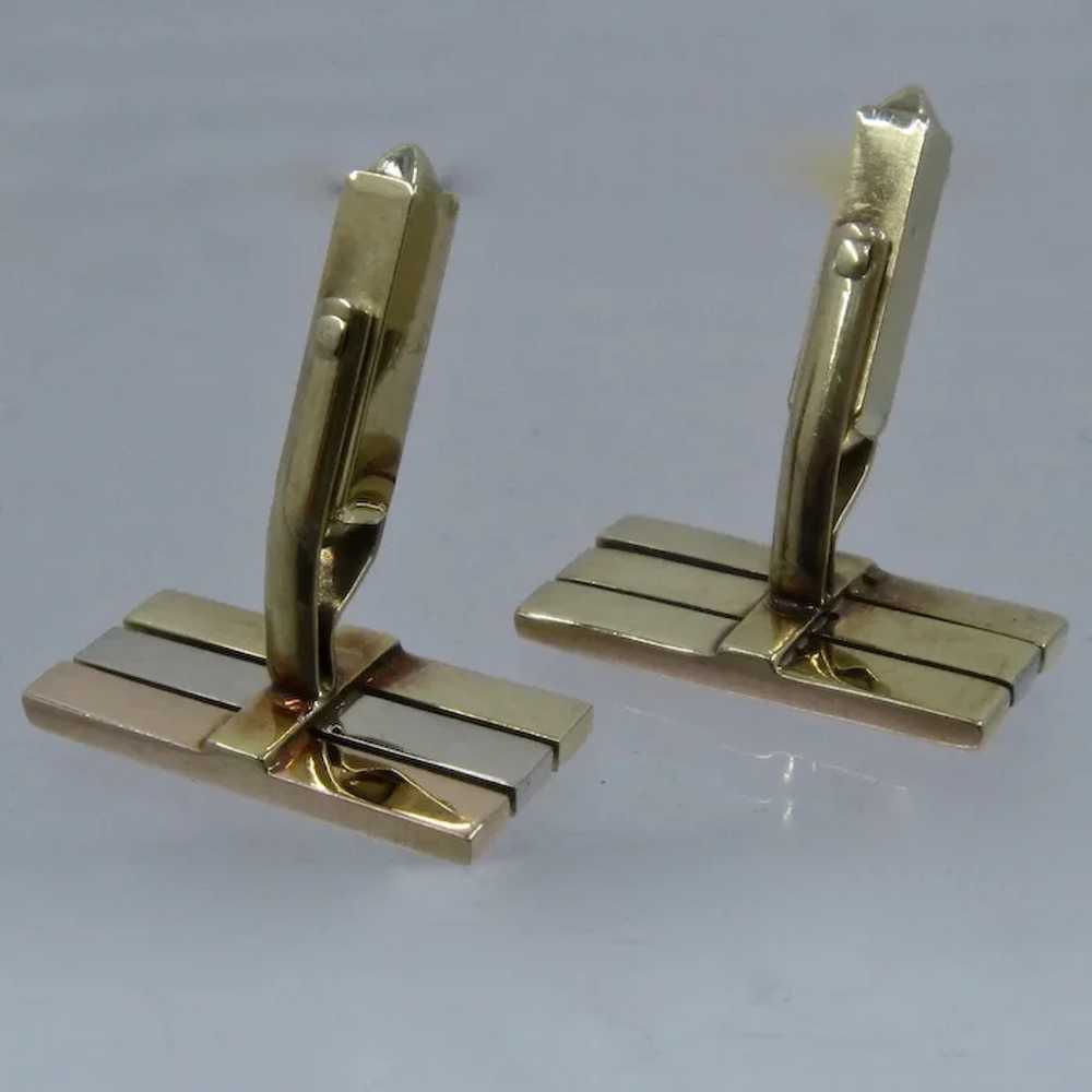 14K Tri-Color Textured Gold Cuff Links 13.2 Grams - image 7