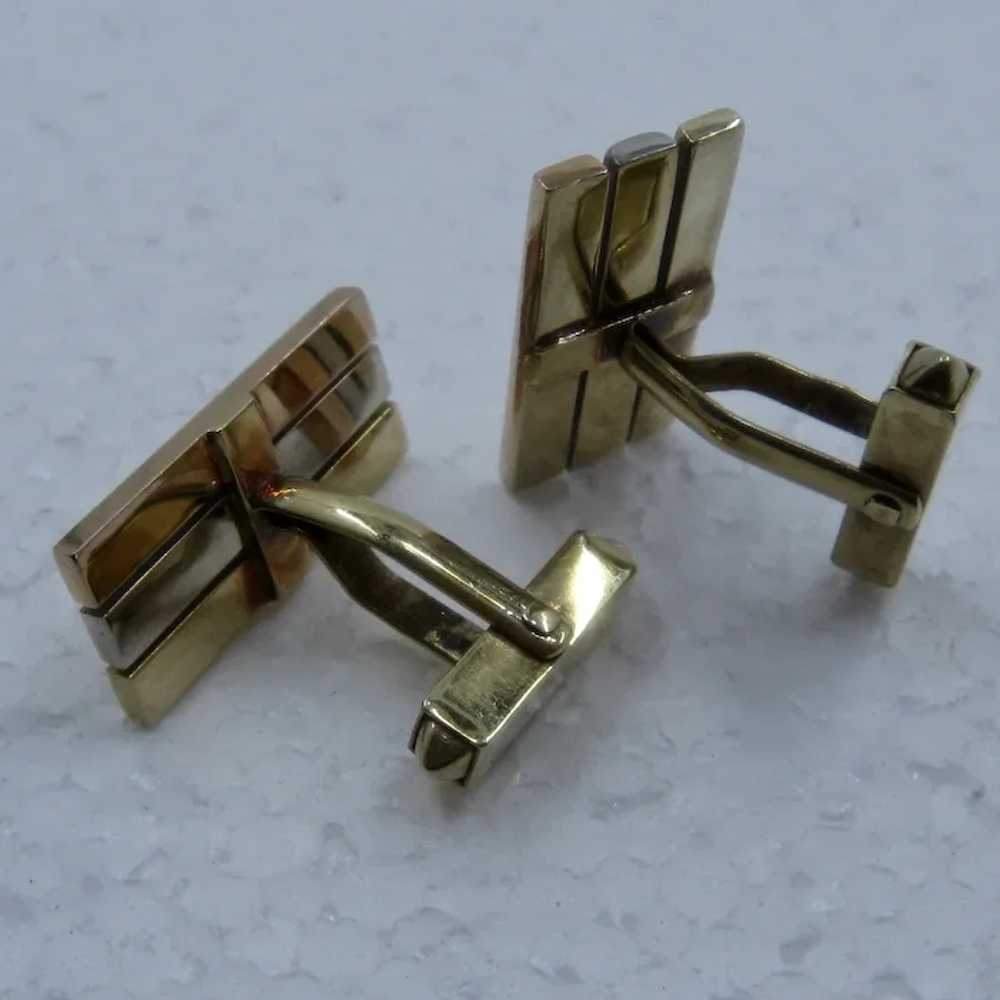 14K Tri-Color Textured Gold Cuff Links 13.2 Grams - image 9
