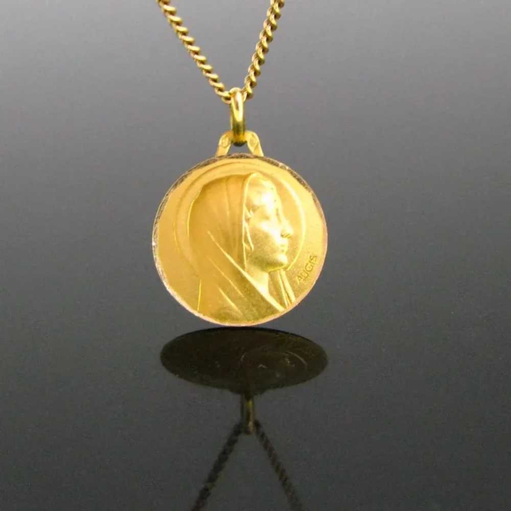 Vintage Religious Pendant by Augis, 18kt Yellow G… - image 2