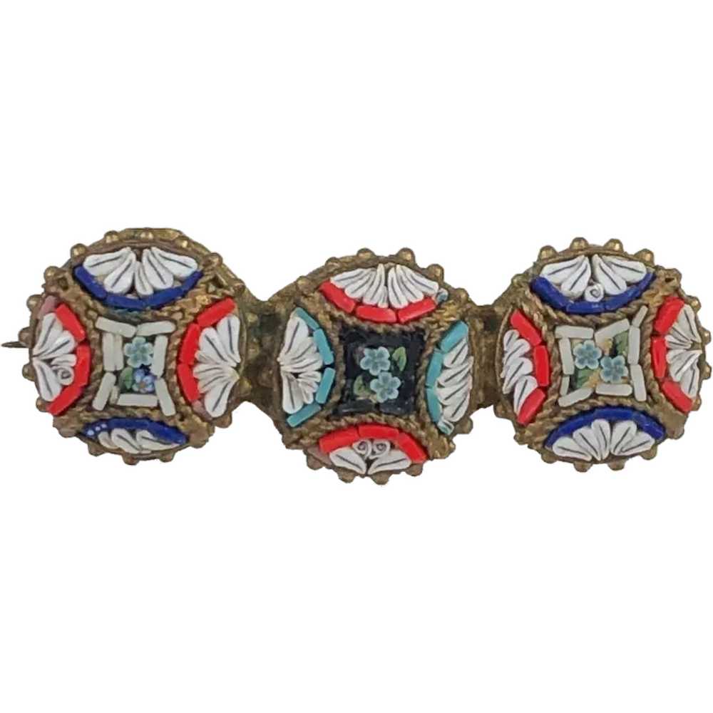 Antique Italian Micro Mosaic Brooch Vintage - image 1