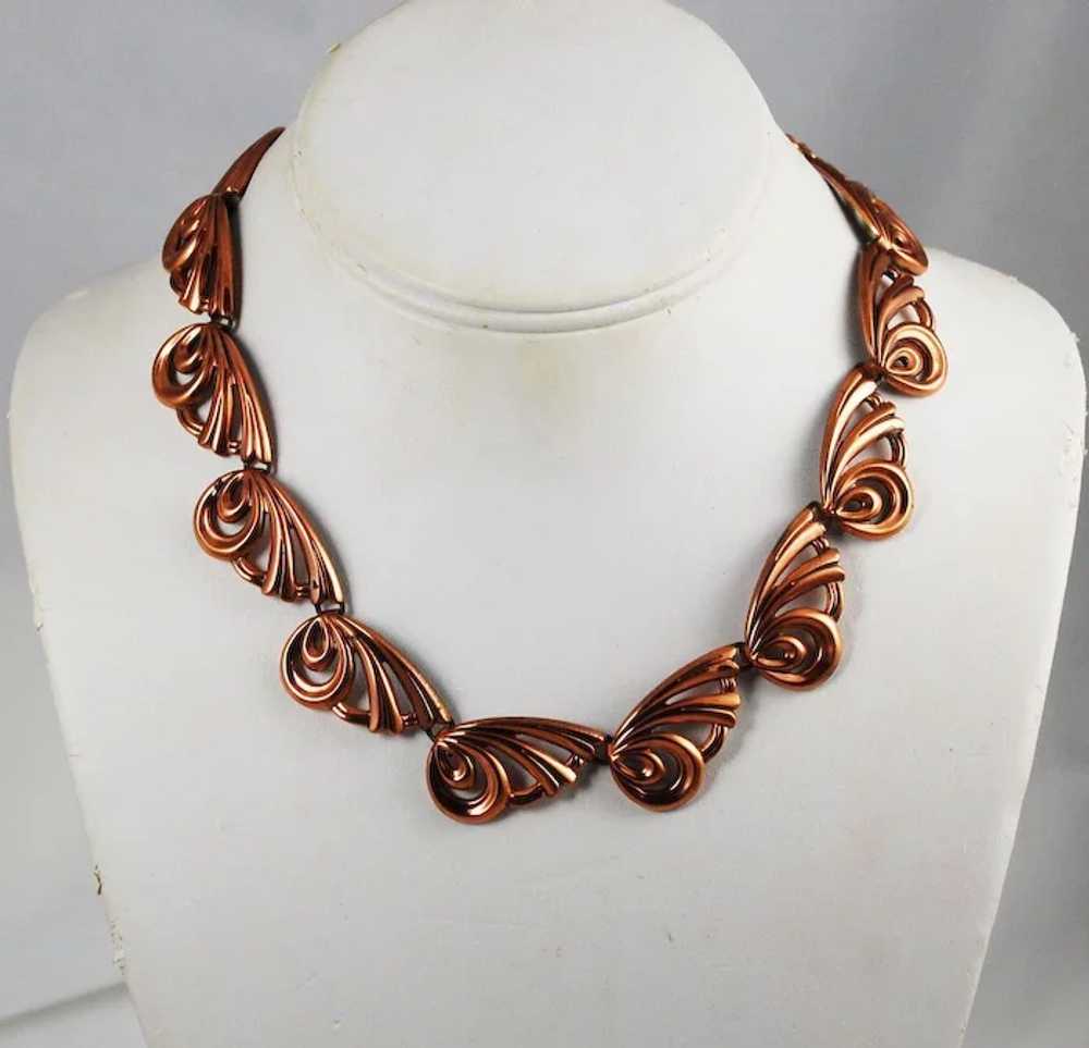 Renoir Copper Butterfly Necklace & Earrings Mid-C… - image 3