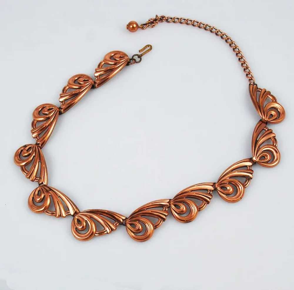 Renoir Copper Butterfly Necklace & Earrings Mid-C… - image 4