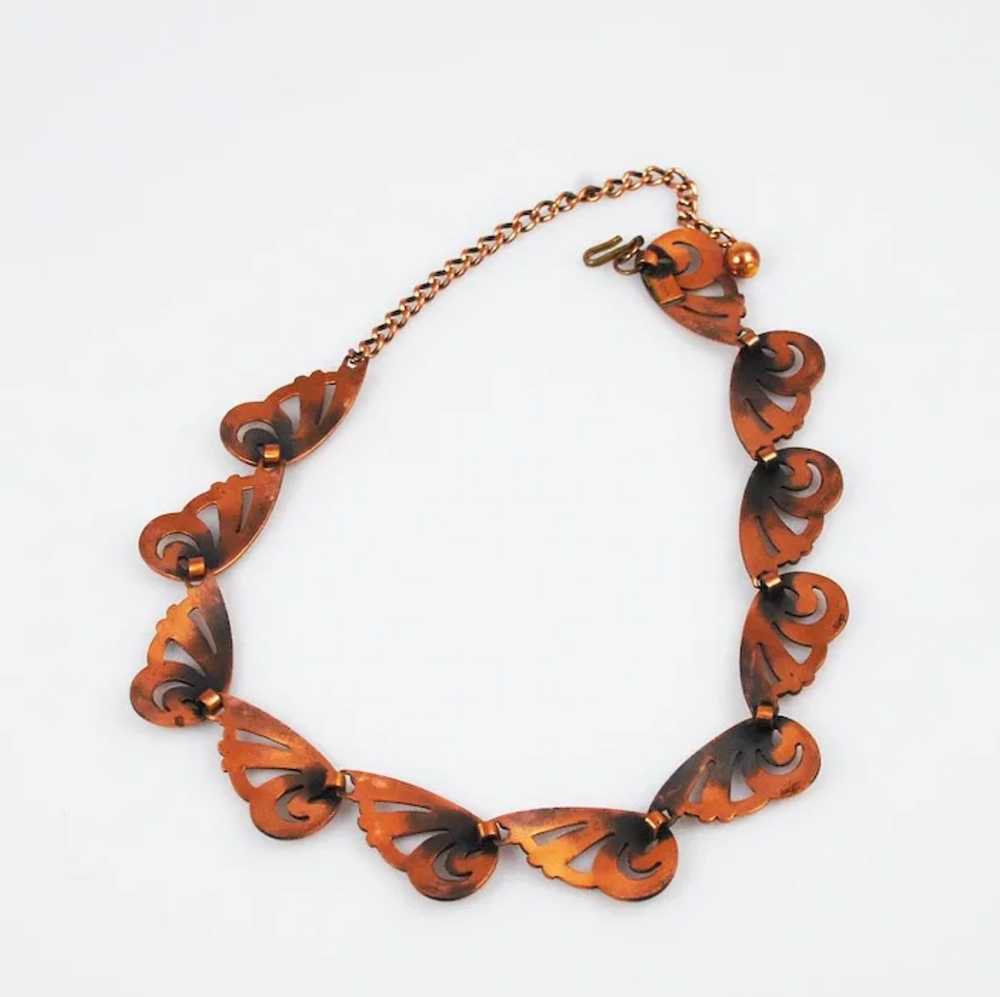 Renoir Copper Butterfly Necklace & Earrings Mid-C… - image 5