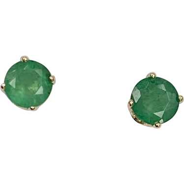 Natural Emerald Stud Earrings .50 Carat Total 14K 