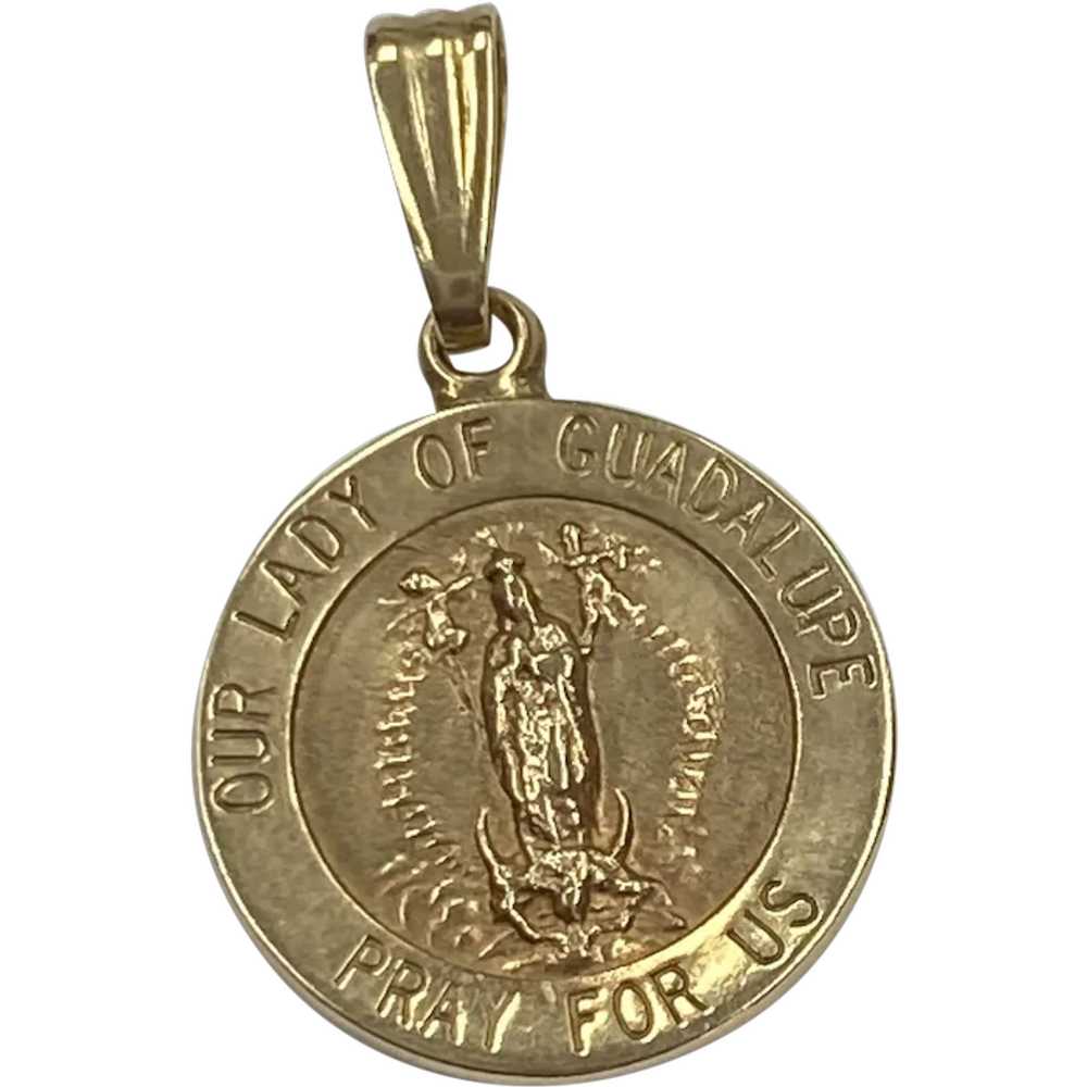 Lady of Guadalupe Vintage Charm Medallion 14K Gol… - image 1