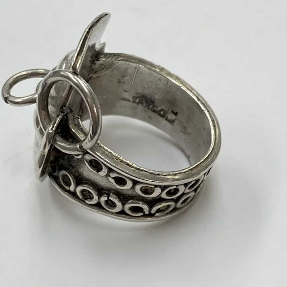 Unusual Tribal Mask Vintage Ring TAXCO Sterling S… - image 5