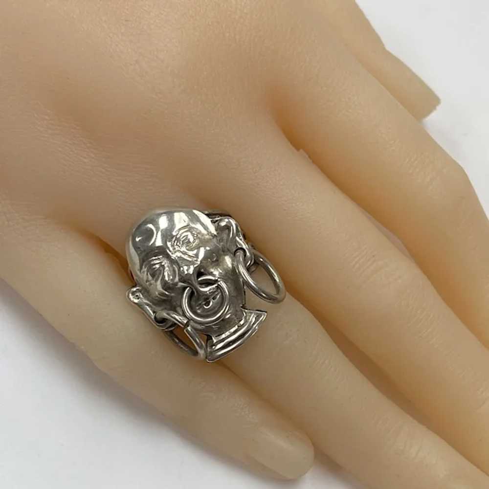 Unusual Tribal Mask Vintage Ring TAXCO Sterling S… - image 6