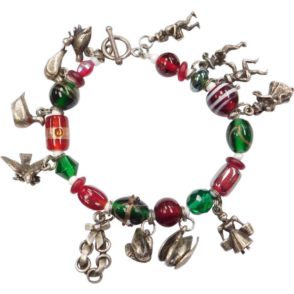 The 12 Days of Christmas Charm Bracelet Sterling … - image 1