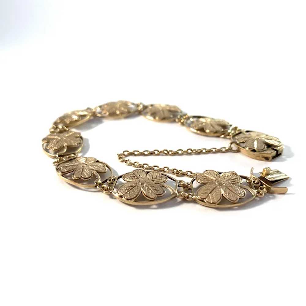 Victorian 18k Gold Four Leaf Clover Bracelet Luck… - image 3