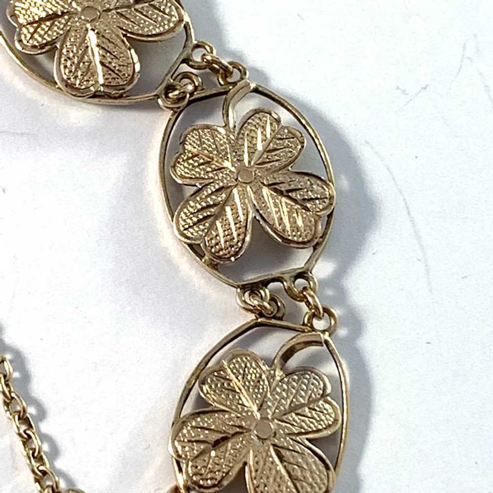 Victorian 18k Gold Four Leaf Clover Bracelet Luck… - image 4