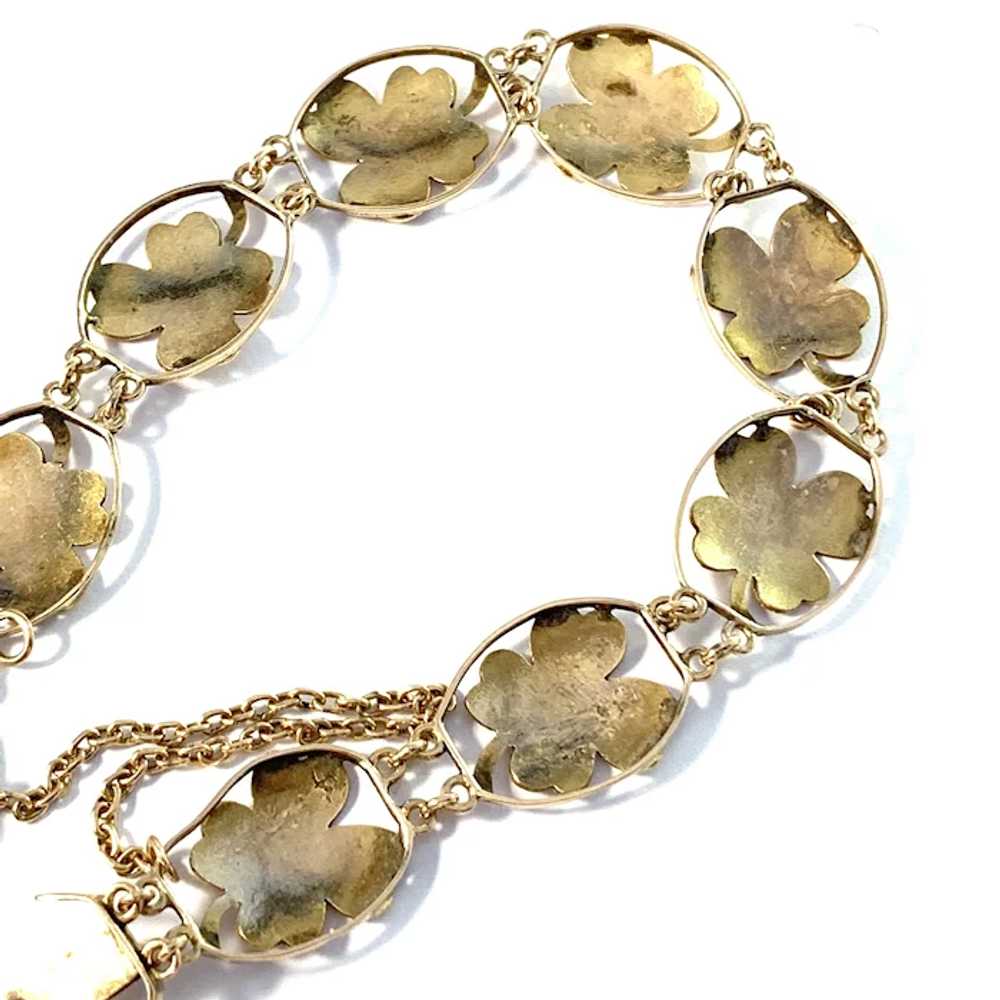 Victorian 18k Gold Four Leaf Clover Bracelet Luck… - image 5