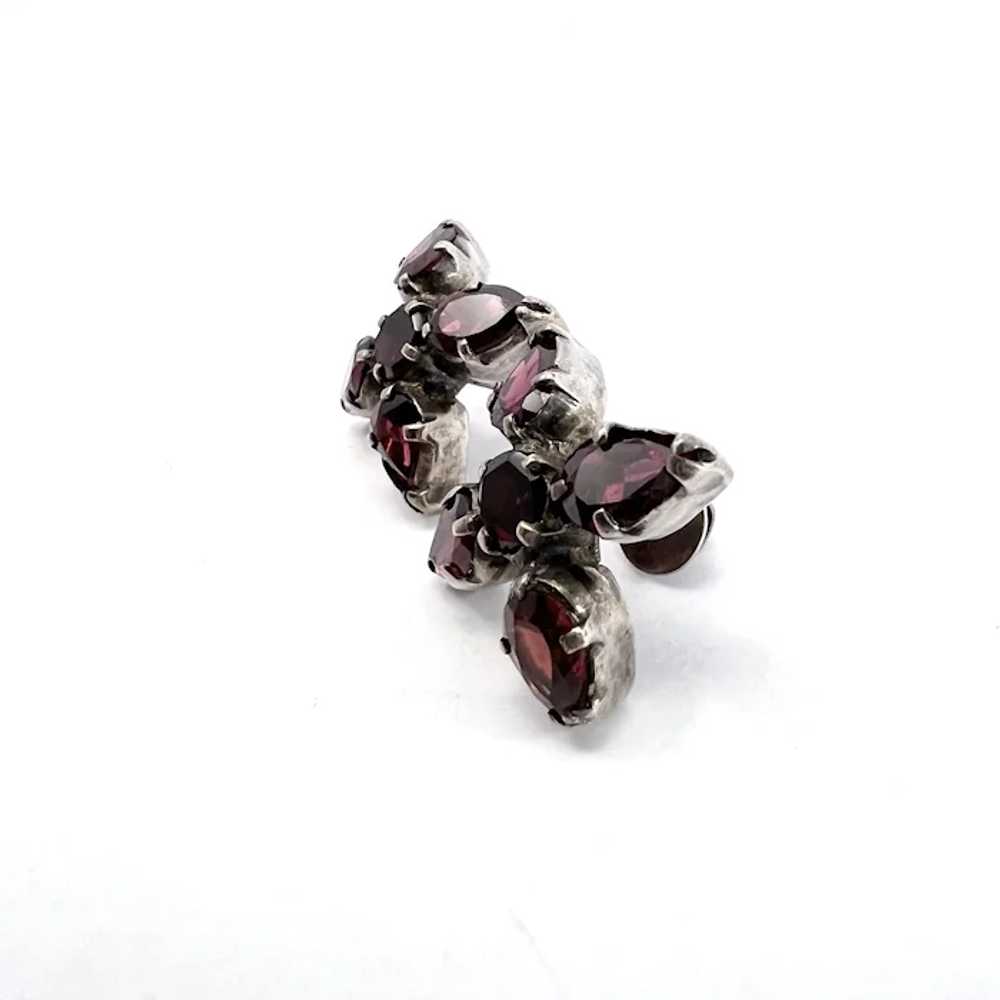 Antique Edwardian Silver Bohemian Garnet Earrings. - image 2