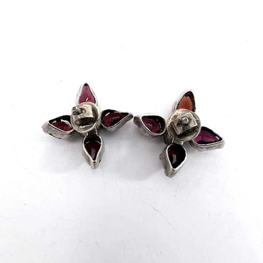 Antique Edwardian Silver Bohemian Garnet Earrings. - image 3