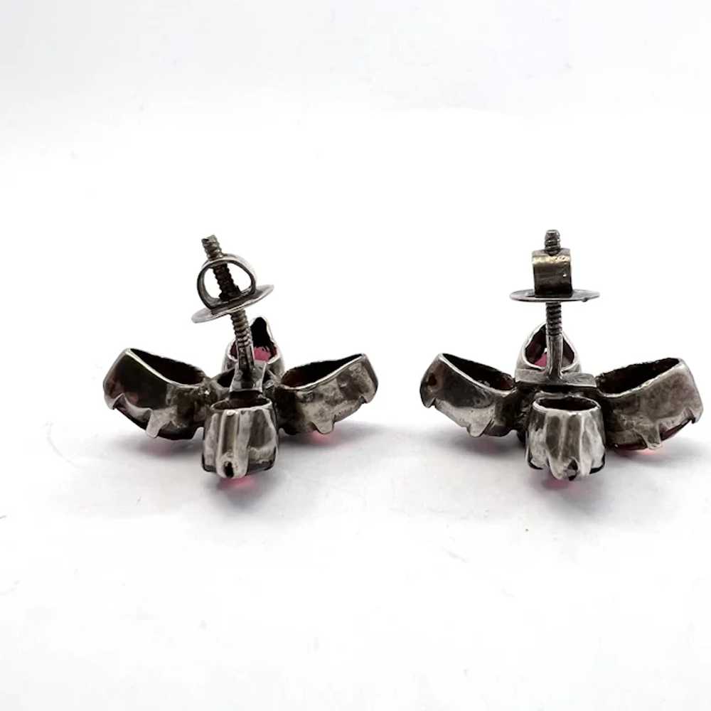 Antique Edwardian Silver Bohemian Garnet Earrings. - image 4