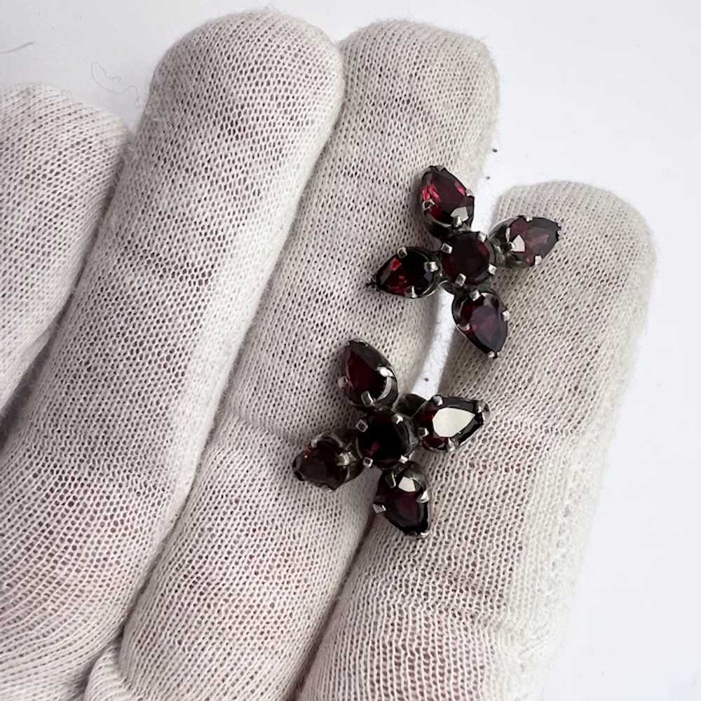 Antique Edwardian Silver Bohemian Garnet Earrings. - image 5