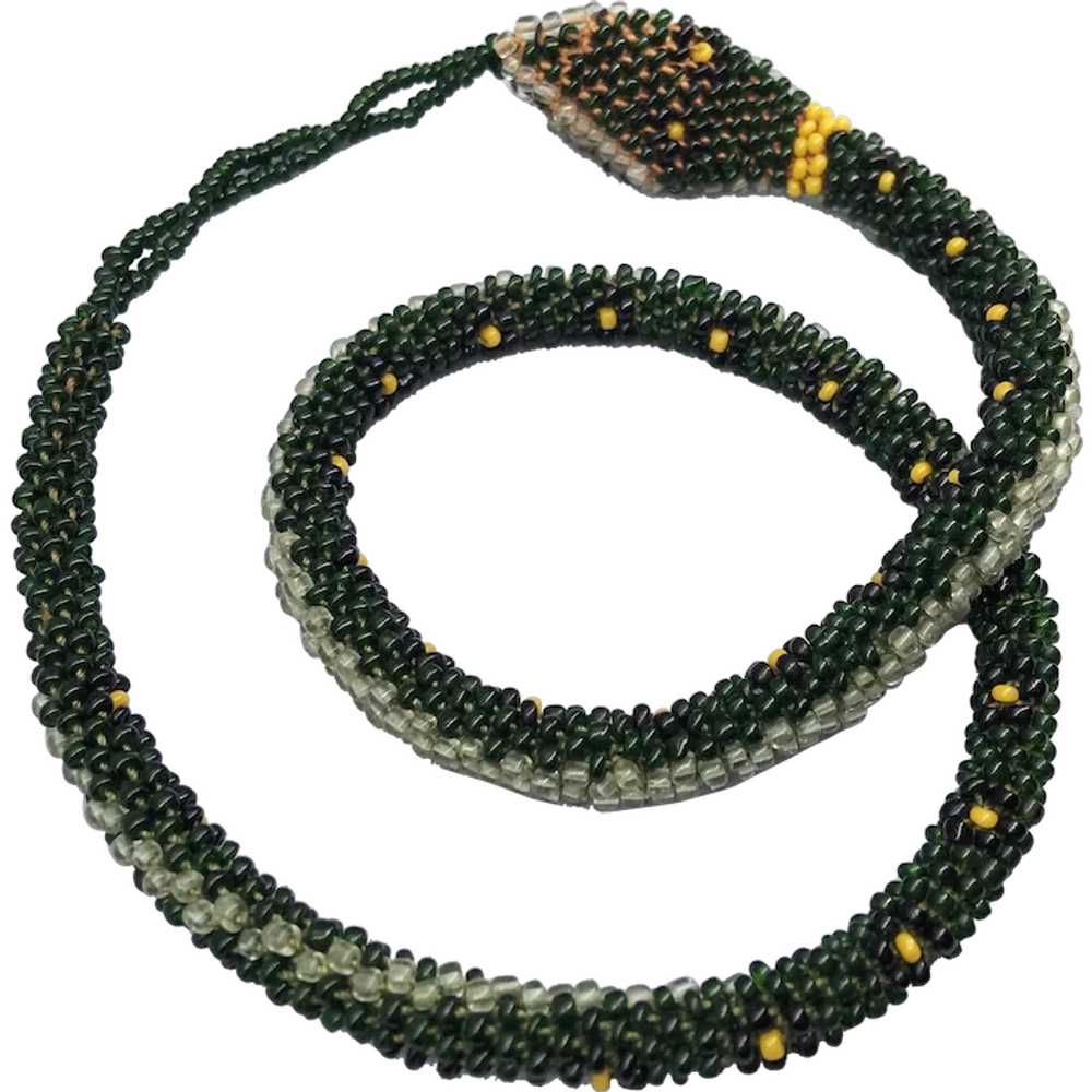 Antique Wiener Werkstätte Beaded Snake Necklace P… - image 2