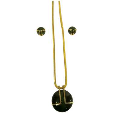 Lanvin-Gas Pipe Chain Necklace with Bakelite-Type… - image 1