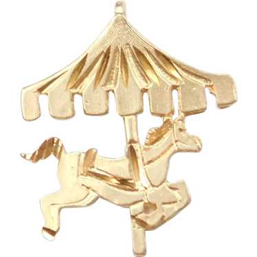 14k Gold Merry Go Round Carousel Charm / Pendant - image 1