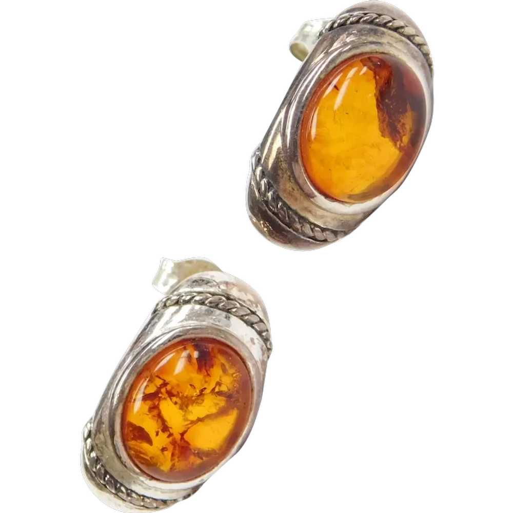 Sterling Silver Amber Earrings - image 1