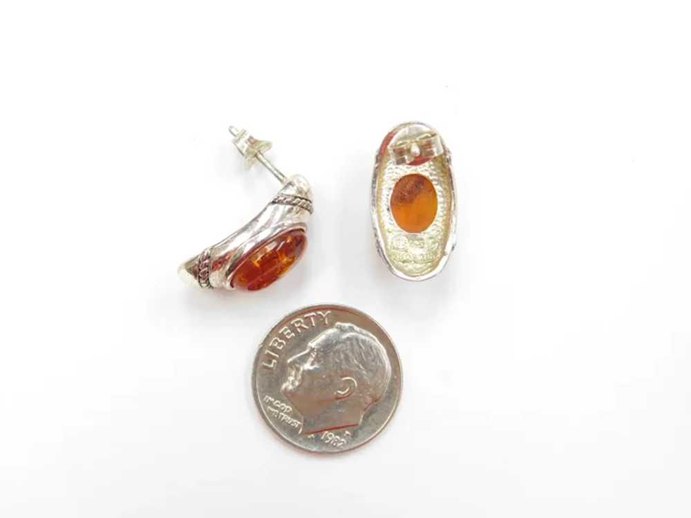 Sterling Silver Amber Earrings - image 2