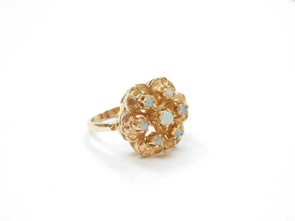 14k Gold Opal Flower Ring - image 3