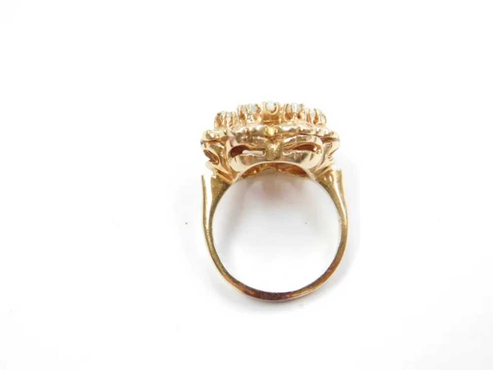 14k Gold Opal Flower Ring - image 4