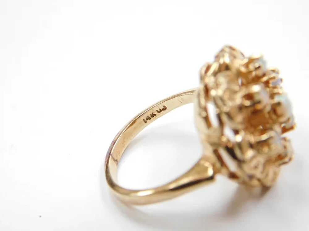 14k Gold Opal Flower Ring - image 5