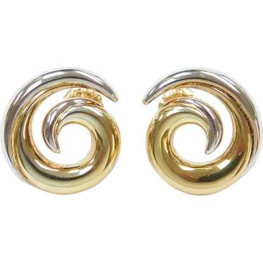 Swirl Stud Earrings 14k Gold Two-Tone - image 1