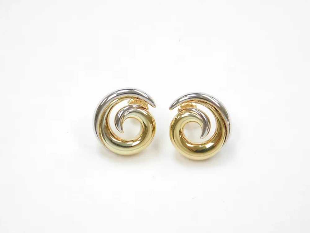 Swirl Stud Earrings 14k Gold Two-Tone - image 4