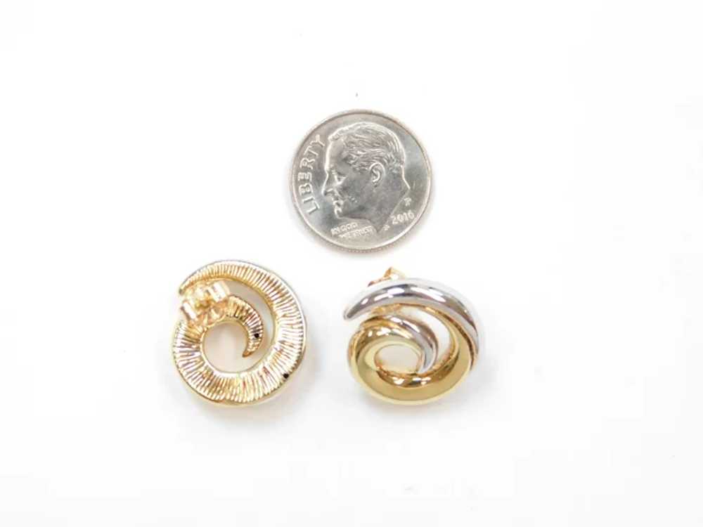 Swirl Stud Earrings 14k Gold Two-Tone - image 5