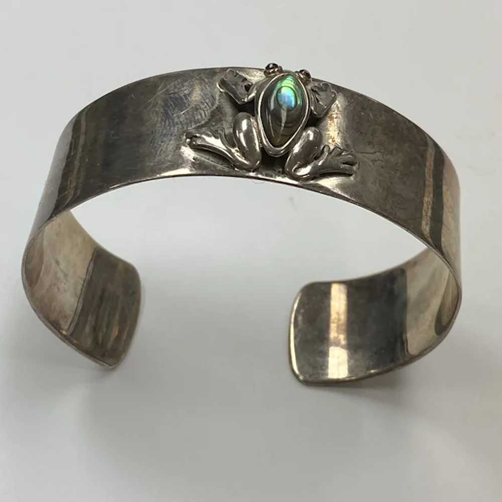 Adorable FROG Accent Cuff Bracelet Sterling Silve… - image 2