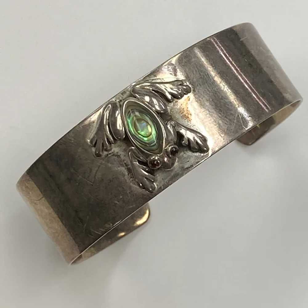 Adorable FROG Accent Cuff Bracelet Sterling Silve… - image 3