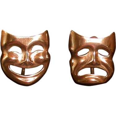 Vintage Beau Sterling Comedy & Tragedy Mask Earri… - image 1