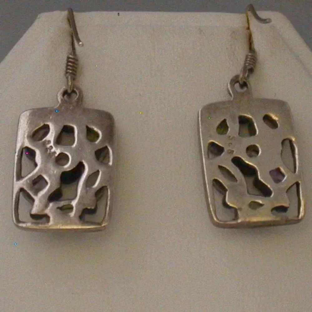 Multi-Gemstone & Sterling Silver Dangle Earrings - image 5