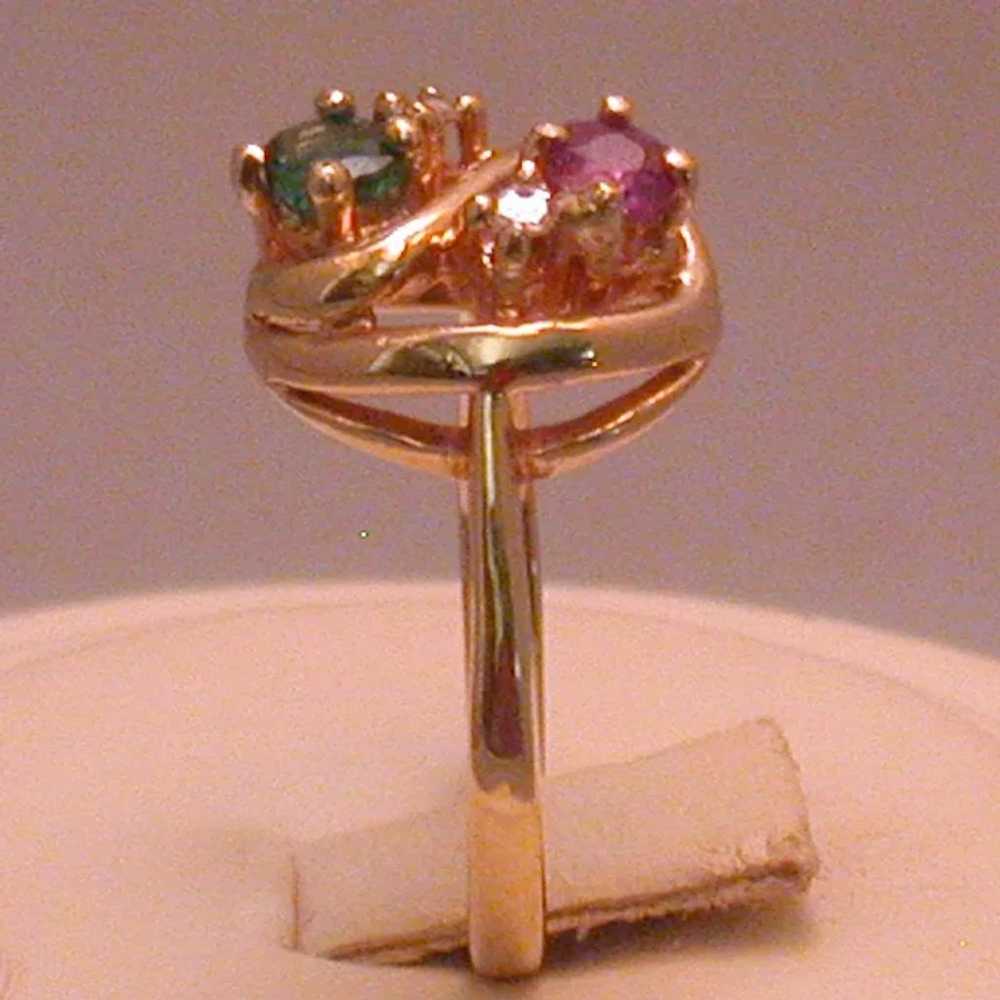 Vintage Emerald, Ruby & Diamond Lady's 14k Ring ,… - image 2