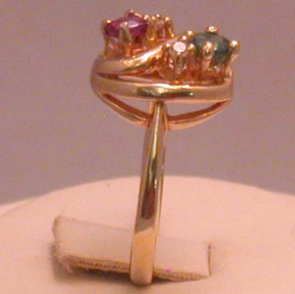 Vintage Emerald, Ruby & Diamond Lady's 14k Ring ,… - image 4