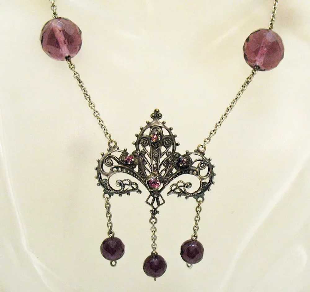 Gorgeous Victorian Revival Vintage Faceted Amethy… - image 7