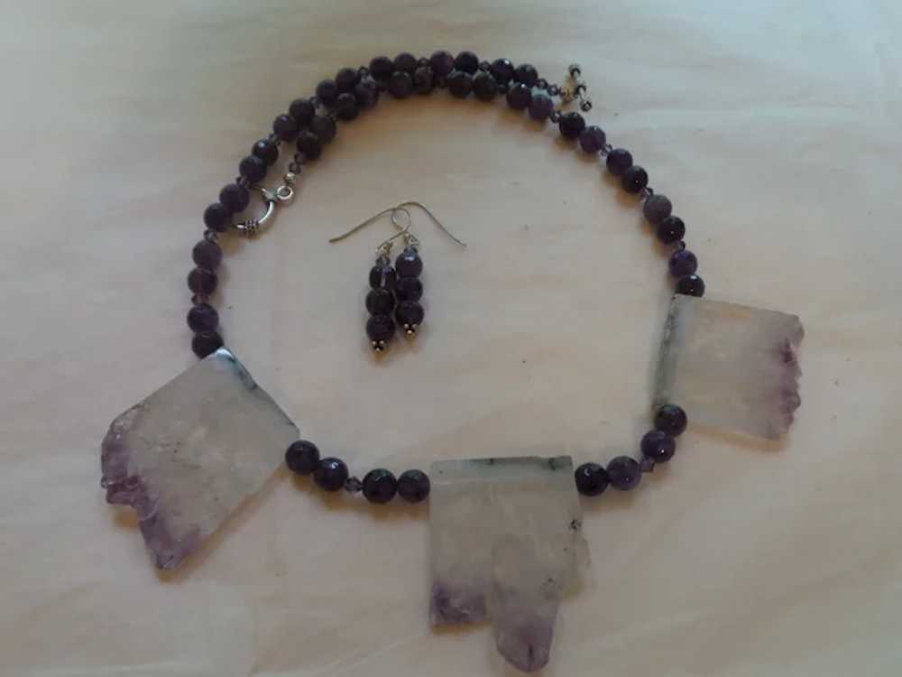 Amethyst Stalactite Necklace With Amethyst Beading - image 12