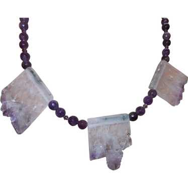 Amethyst Stalactite Necklace With Amethyst Beading - image 1