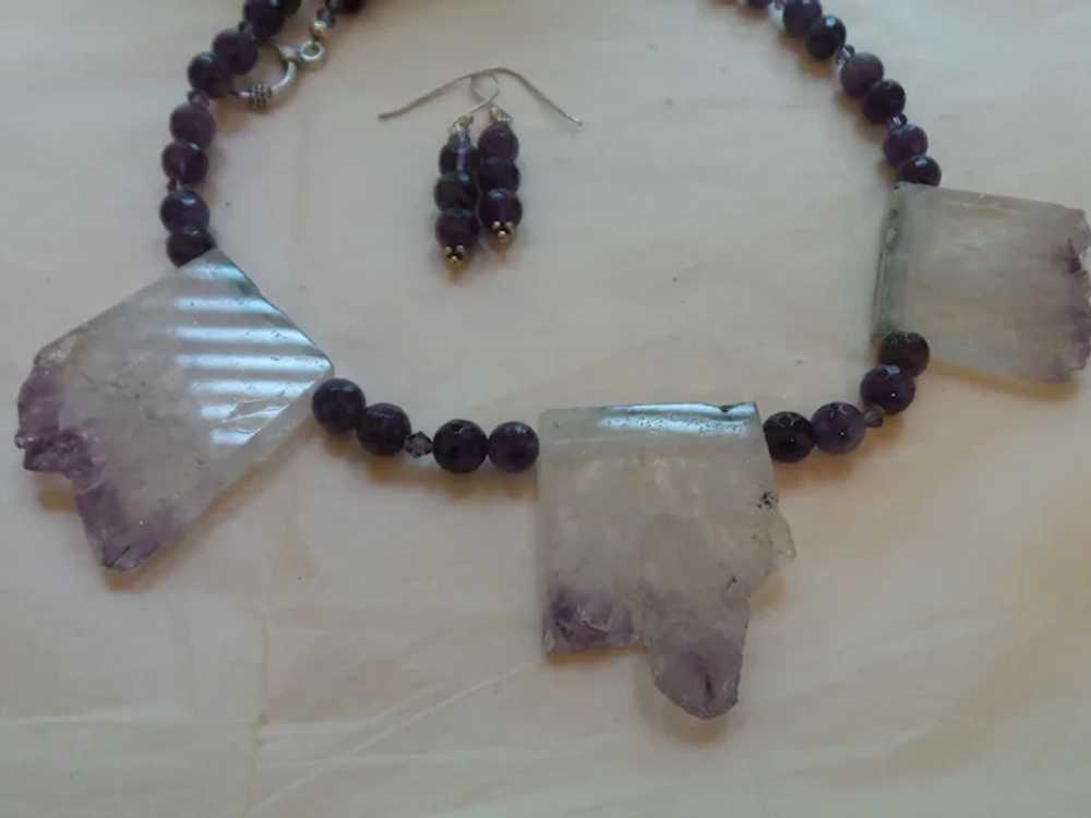 Amethyst Stalactite Necklace With Amethyst Beading - image 5