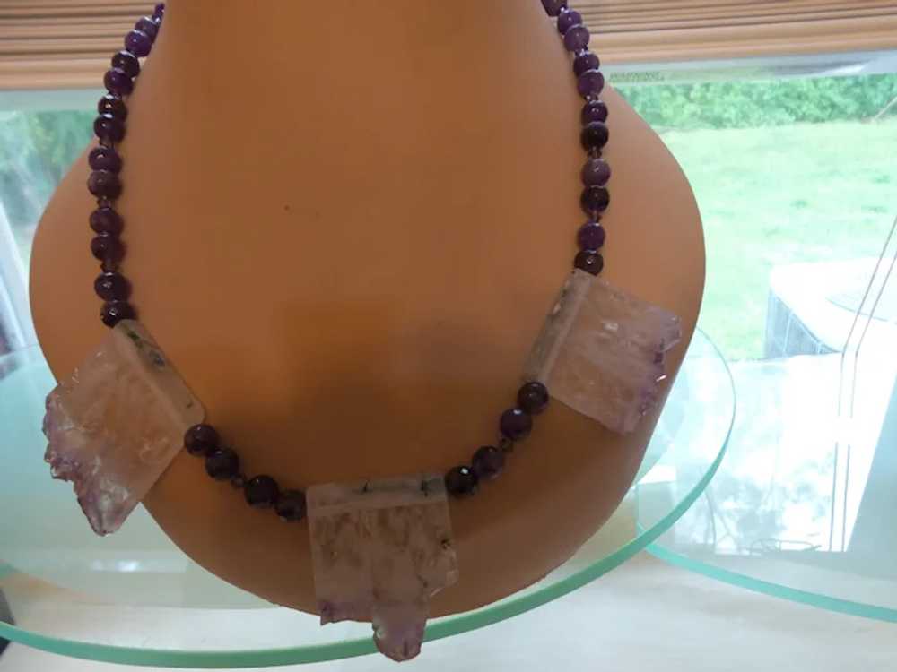 Amethyst Stalactite Necklace With Amethyst Beading - image 6