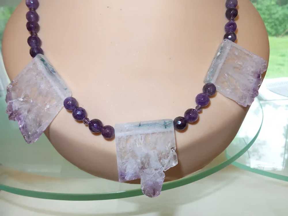 Amethyst Stalactite Necklace With Amethyst Beading - image 7
