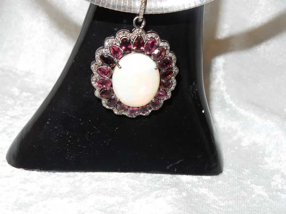 Ethiopian Opal and Pink Tourmaline Pendant with R… - image 12