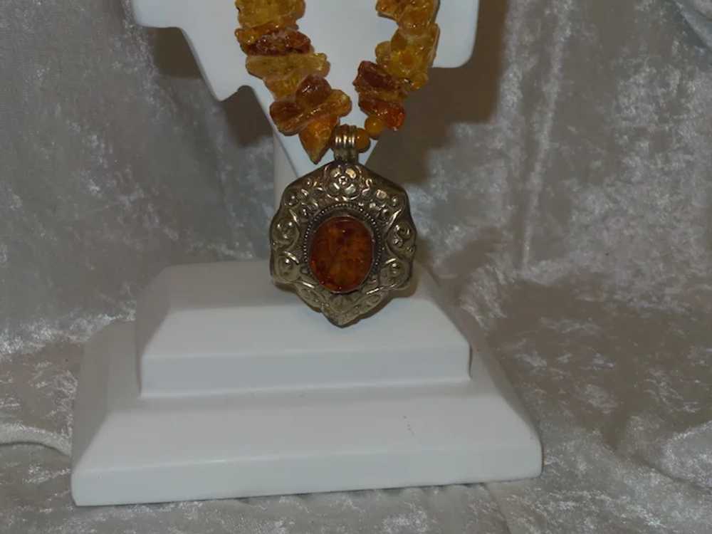 Large Baltic Amber Necklace with Nepal Pendant - image 7