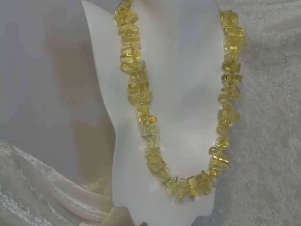 Yellow Beaded Necklace with Filigree Silver Plate… - image 11