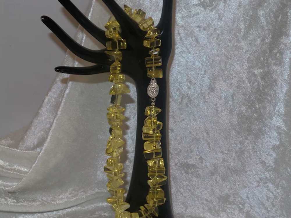 Yellow Beaded Necklace with Filigree Silver Plate… - image 12