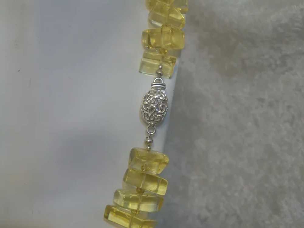 Yellow Beaded Necklace with Filigree Silver Plate… - image 2