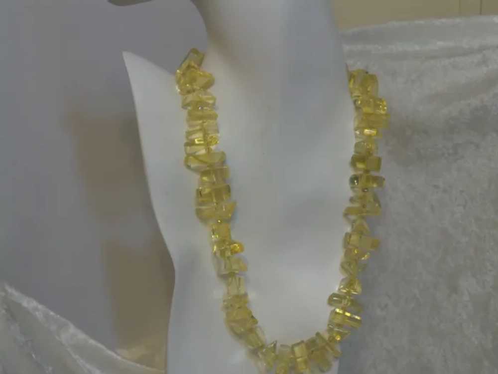 Yellow Beaded Necklace with Filigree Silver Plate… - image 4