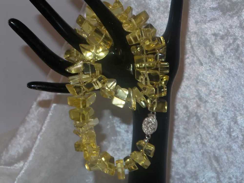 Yellow Beaded Necklace with Filigree Silver Plate… - image 5